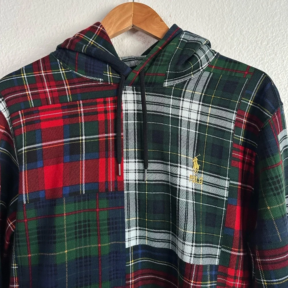 Polo Ralph Lauren Patchwork Plaid Fleece Hoodie Polo Country Men’s Size Medium